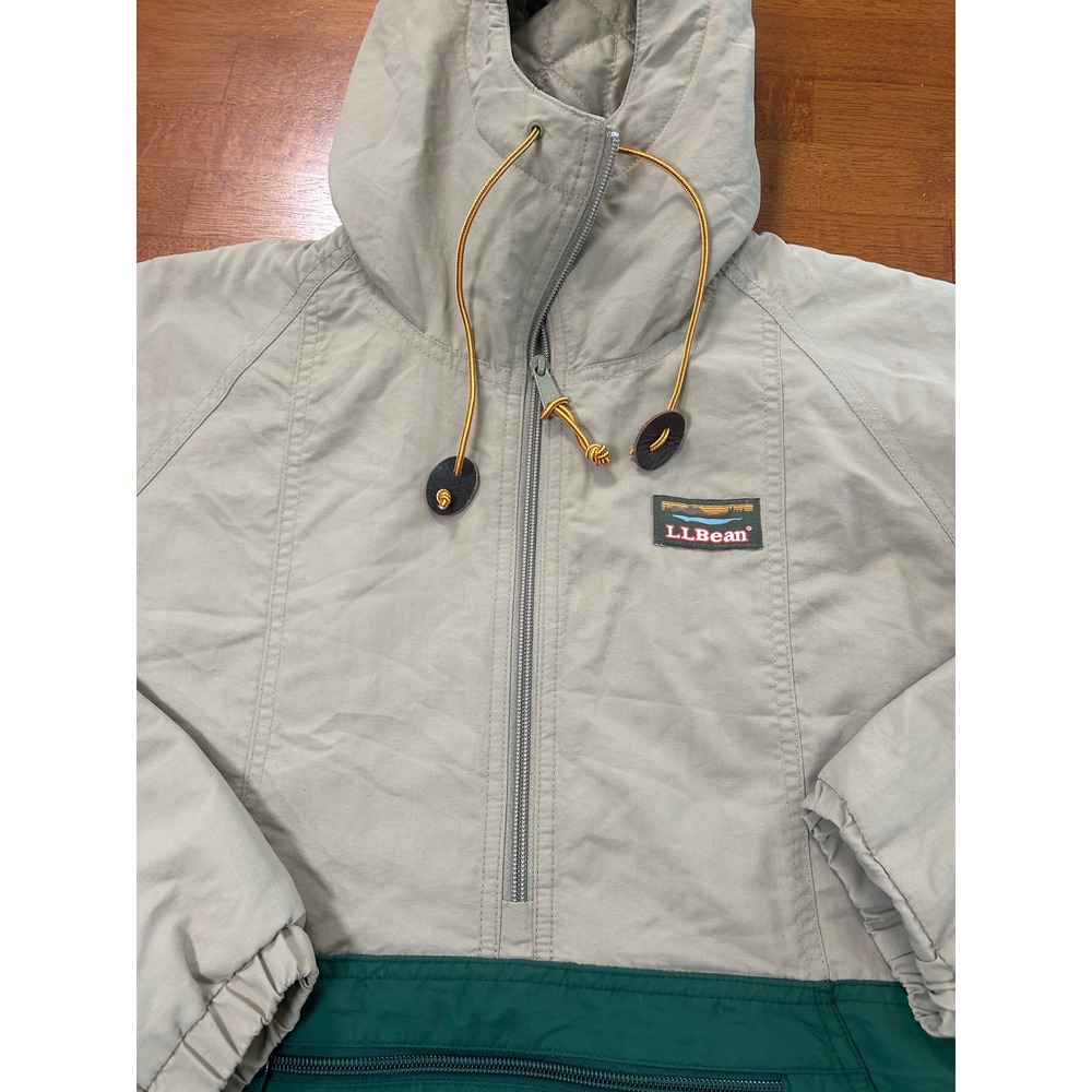 LL Bean Anorak Jacket Women M Green Tan Mountain Classic Insulated 503930 - Picture 2 of 9